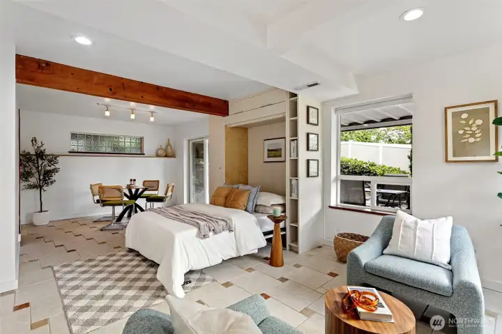A private studio ADU w/ separate entrance. Ideal for in laws or rental opportunity