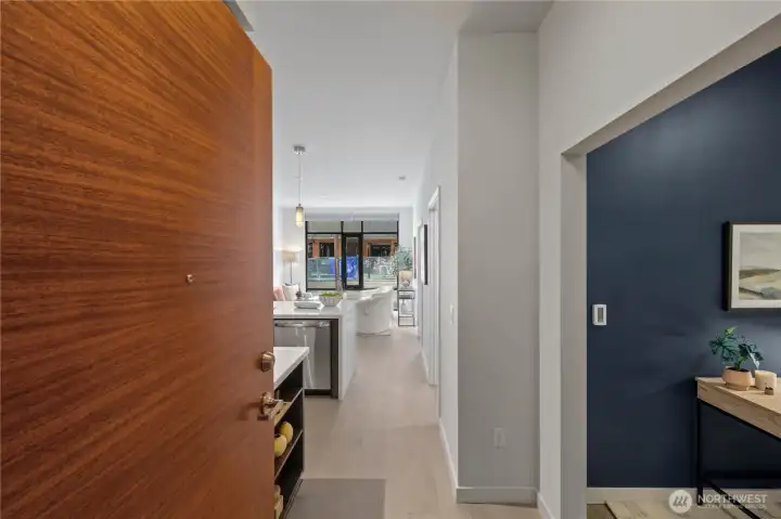 Live in the heart of Ballard at Vik. This stylish 746 sq ft, 1 bed + den lobby residence features soaring 10-foot ceilings, floor-to-ceiling windows, wide-plank LVP flooring, and a bright west-facing exposure.