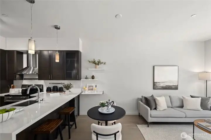 Open-concept living and dining spaces provide the ideal backdrop for dinner parties, game nights, or casual evenings with friends before heading out to Ballard’s restaurants, breweries, music venues, and nightlife.