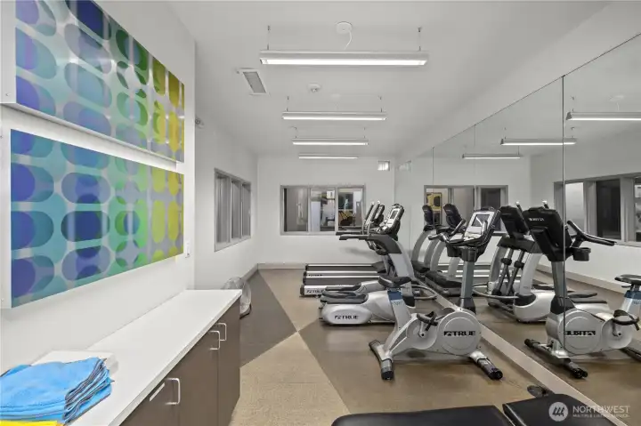 Your daily workout is just steps away in the community fitness center, complete with cardio equipment and free weights.