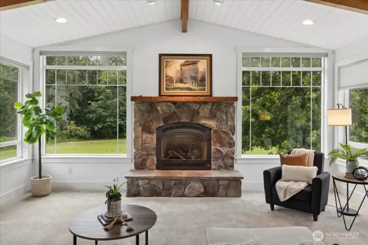 Propane fireplace.