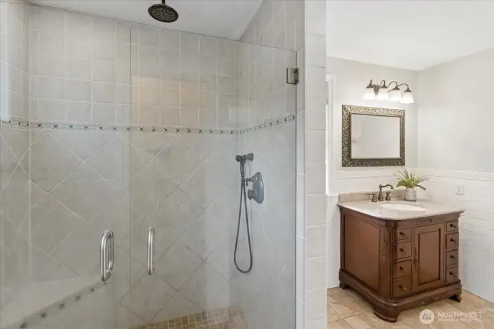 Walk in shower.