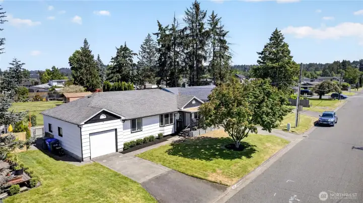 Two driveways provide off street parking.