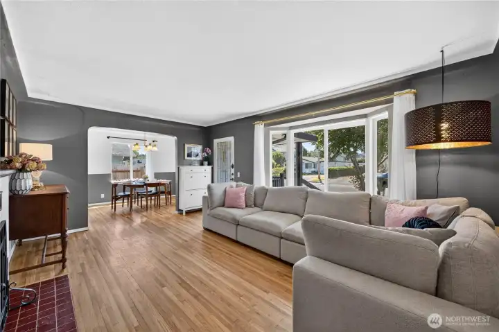 Coved ceilings and arched doorways maintain historical charm.