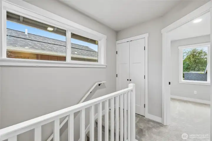 Washer/Dryer behind door at top of stairs