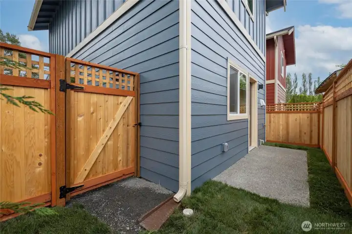Gate leads to your parking space.