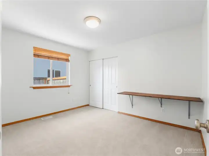 Bedroom 3 with a built in desk. Bedroom 3 with a built in desk.