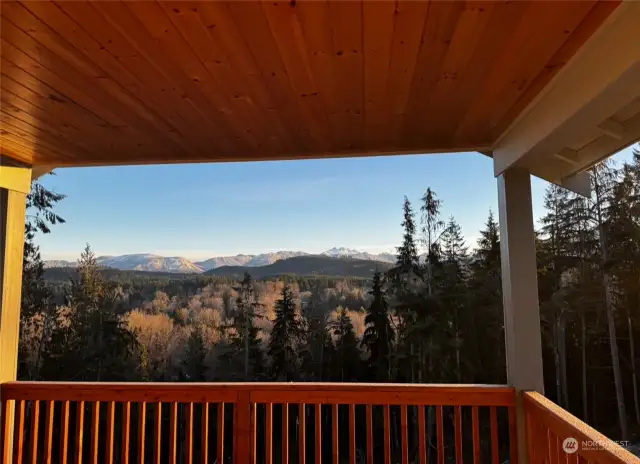 Stunning mountain view from the upper deck, offering a serene & picturesque backdrop
