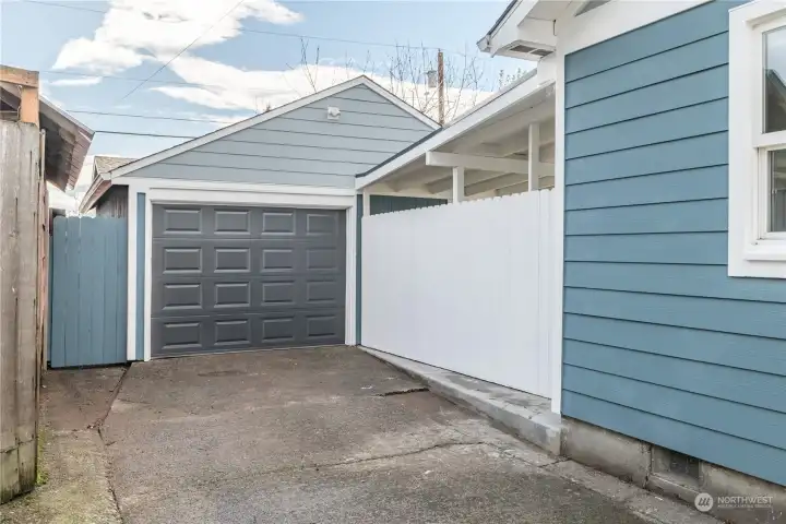 Garage has space for up to two vehicles