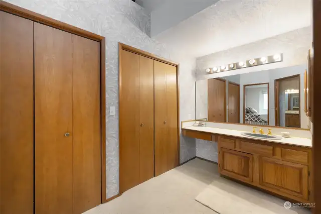 Primary bathroom with closets