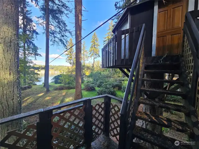 View from the Balcony of the Tree House w/ View of the Zip Line