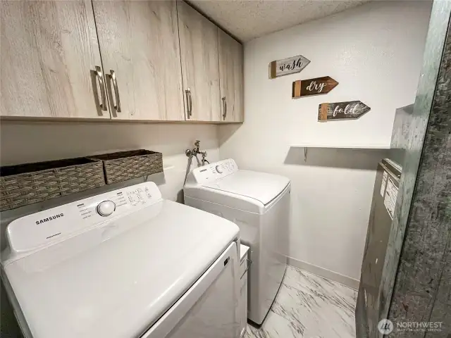 Full size washer and dryer that convey & the furnace was just serviced for your peace of mind.