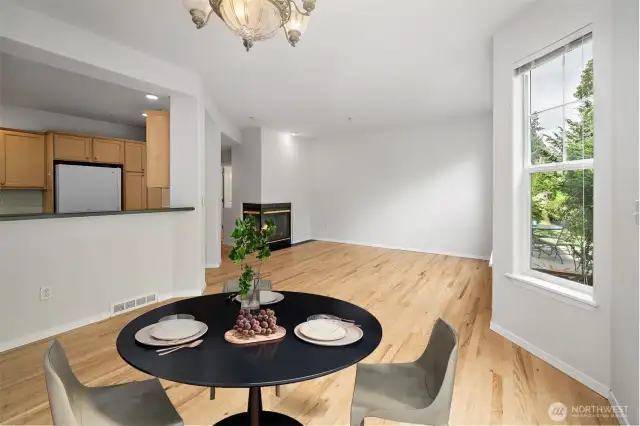 Virtually staged dining area