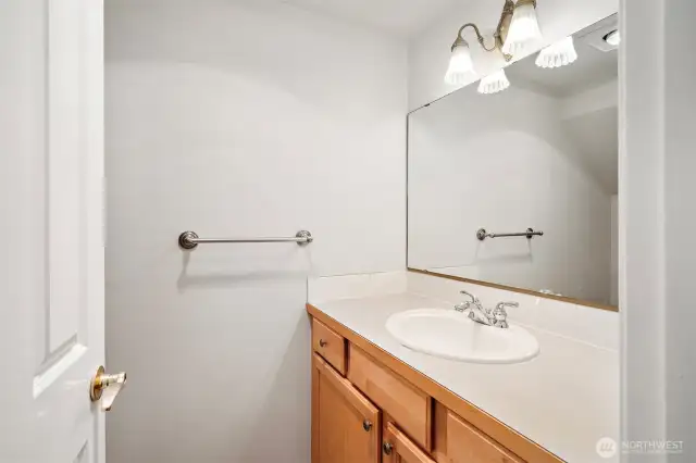 Powder room conveniently located on the main level