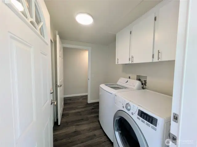 Laundry room door goes to the back of the house