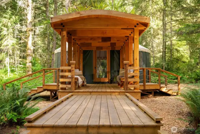 The entry to the Yurt with impeccable construction.