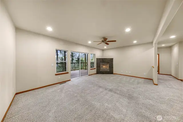 The third fireplace is located in this area.