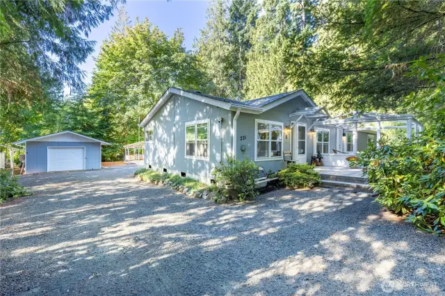 Driveway and garage