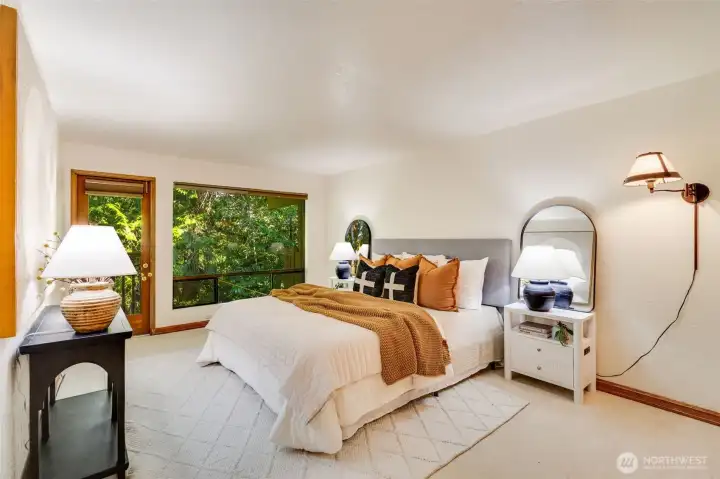 Oversized primary suite with private balcony