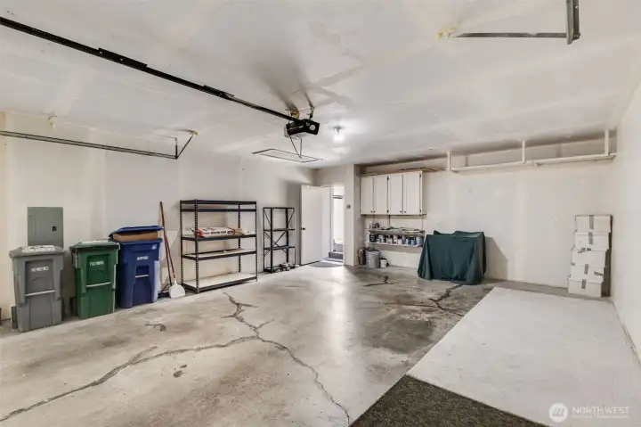 2 car garage with overhead storage