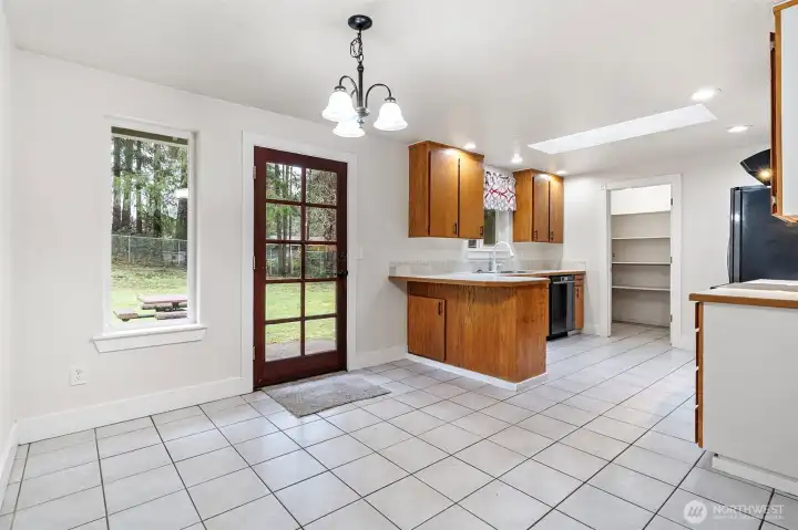 Great lighting - lights, skylight and natural light from windows and door.  A happy place!