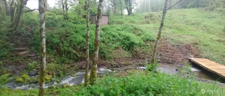 Property on both sides of the creek, handmade bridge