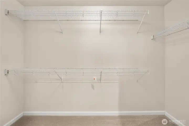 Walk-in closet offers great storage.