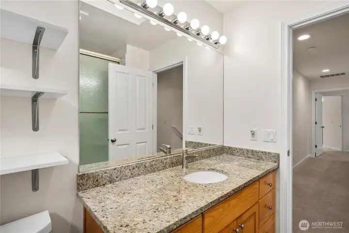 Full bath on upper level.