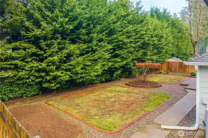 Private, fully fenced backyard offers peace and privacy.