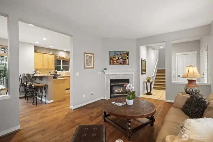 Gas fireplace on remote control.