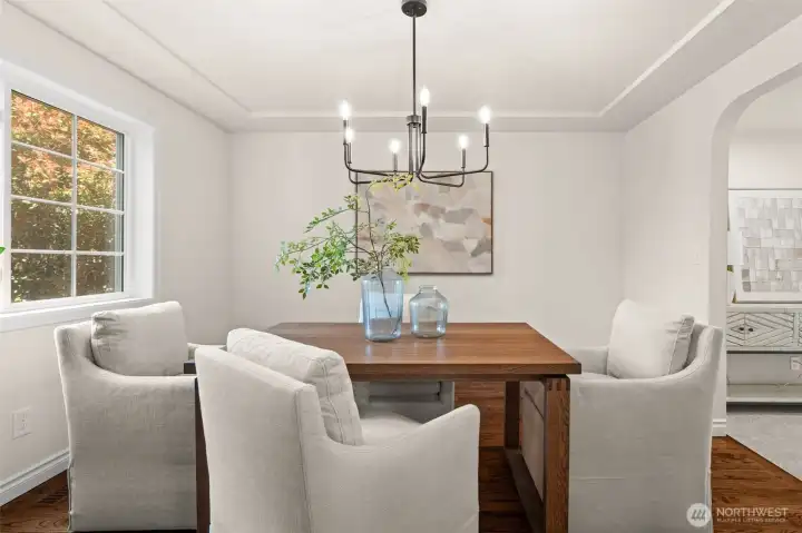 Dedicated dining room offers an elegant setting for everyday meals and special gatherings.