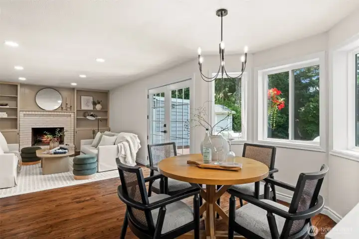 The dining area serves as a natural gathering space.