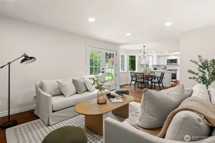 Living area opens naturally to the adjacent dining space and kitchen, supporting a variety of lifestyle needs.