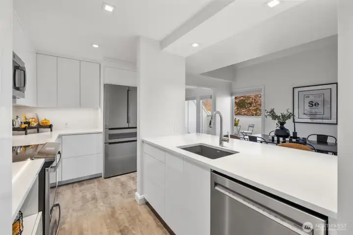 Clean lines and sleek surfaces lend a modern feel.
