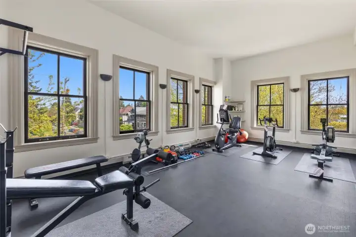 Stay fit from the comfort of home in the community gym.