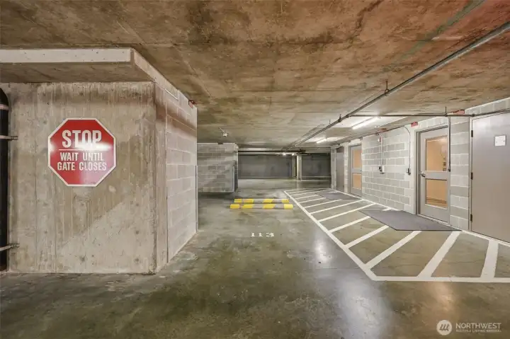Parking next to the elevator.