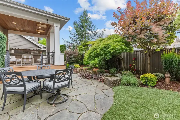 Step outside and find a fully fenced, private garden oasis requiring so little maintenance with turf, tranquil & serene.