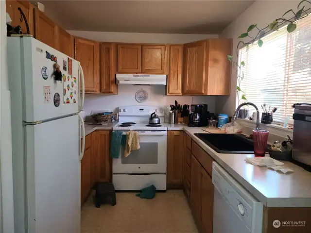 Unit A (Lebo Blvd address/side) very efficient kitchen with dishwasher and new sink.