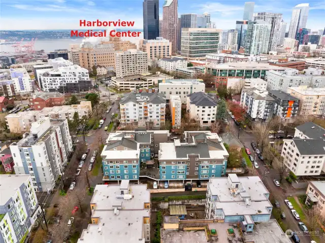 Your new home is in a vibrant neighborhood with diverse architecture and a convenient location. Harborview Hospital is just a few blocks away with the Columbia tower, downtown Seattle, and the waterfront just a little bit further. Want to visit the world-famous Pike Place Market? Both the Market and the adjoining Overlook Walk are just 1.5 miles away.