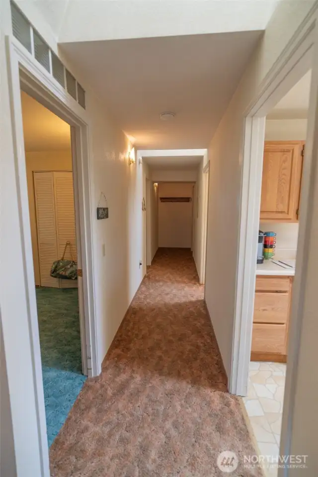 Hallway down the main part of the home.