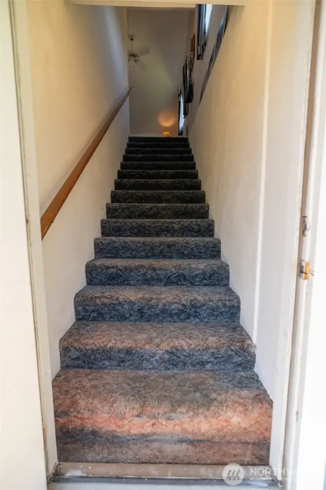 Stairs inside the apartment door.