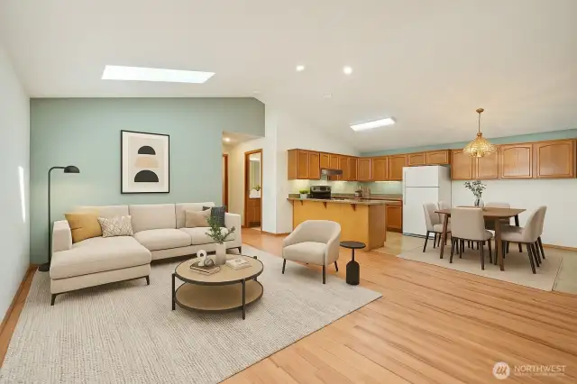 Virtually Staged Living and Dining Room