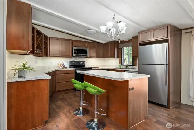 updated kitchen with island