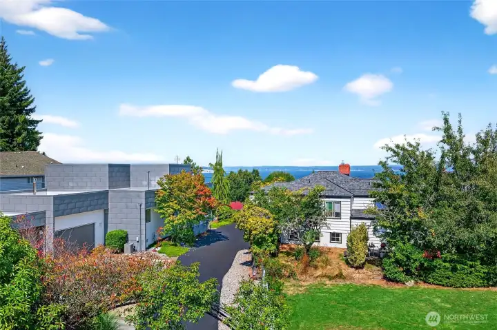 House is overlooking Puget Sound with partial views