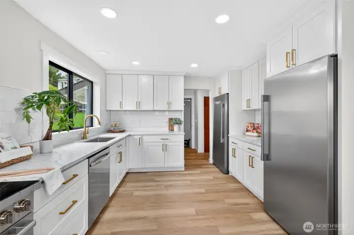 Kitchen is light, bright and spacious