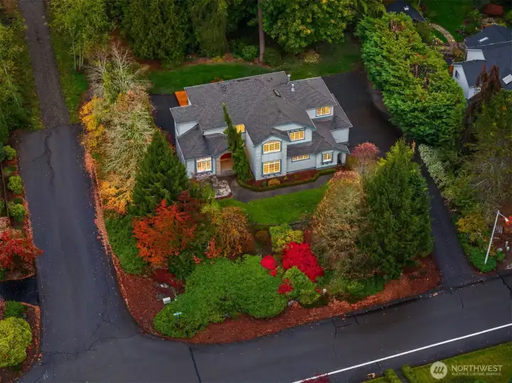 Aerial view of home driveway located on the right side.