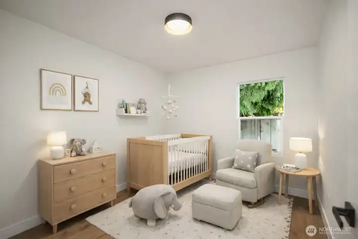 Bedroom Virtually Staged as Nursery