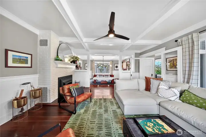 Looking from the living room back towards the dining room space.