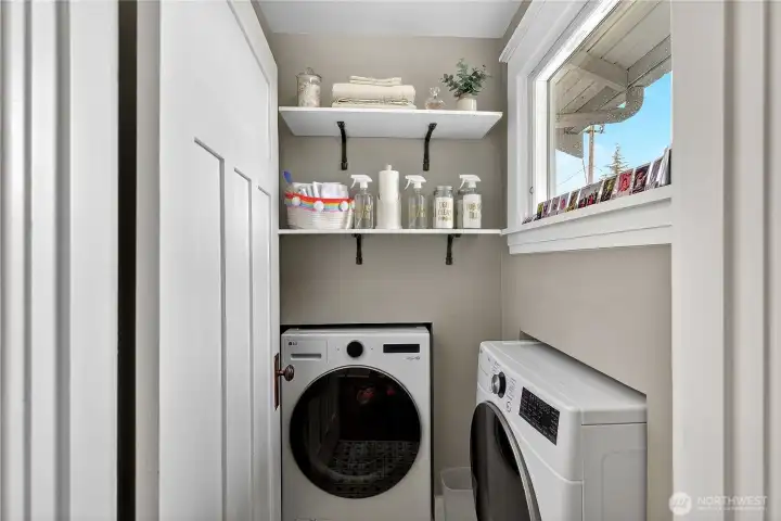 Functional laundry closet.