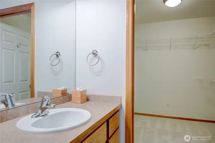 Opens to large walk-in closet